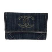 Pre-owned Leather wallets Chanel Vintage , Blue , Dames