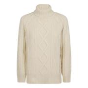 Zachte Wol Turtleneck Sweater Kabelbrei Forte Forte , Beige , Dames