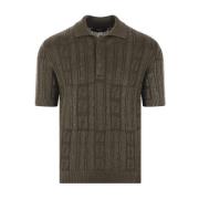 Donkergroene Gebreide Polo Sweater Fendi , Brown , Heren