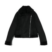 Zwarte Shearling Kraag Jas Patrizia Pepe , Black , Dames