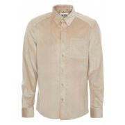 Ribfluwelen Overhemd met Button-Down Kraag Drykorn , Beige , Heren