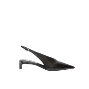 Zwarte Slingback Leren Schoenen Jil Sander , Black , Dames