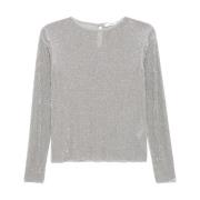 Grijze Mesh Sweater met Strass Versiering Samsøe Samsøe , Gray , Dames