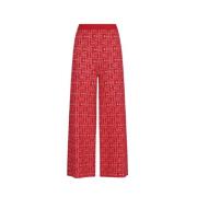 Rode Jacquard Initialen Straight Broek Carolina Herrera , Red , Dames