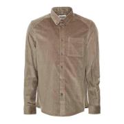 Ribfluwelen Overhemd met Button-Down Kraag Drykorn , Gray , Heren