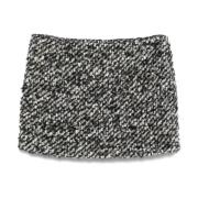 Zwarte Wollen Bouclé Rok N21 , Black , Dames