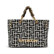 1945 Zacht monogram jacquard tote tas Balmain , Black , Dames