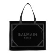 Middelgrote suède B-Leger tote tas Balmain , Black , Dames