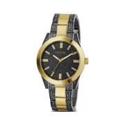 Gouden Roestvrijstalen Horloge Guess , Yellow , Dames