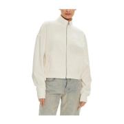 Satin Applique Zip Jas Calvin Klein , White , Dames