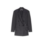 Donkergrijze Double Breasted Blazer Max Mara , Gray , Dames