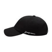 Zwarte Baseballpet Exclusieve Pasvorm Jacquemus , Black , Heren