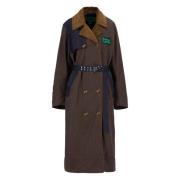 Bruine Wax Trenchcoat met Suède Kraag Barbour , Brown , Dames