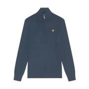 Kwart Zip Katoen Merino Sweater Lyle & Scott , Blue , Heren