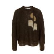 Jacquard Logo Wol Mohair Trui Isabel Marant , Brown , Heren