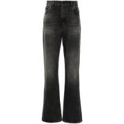 Zwarte Denim Jeans Whiskering Effect Haikure , Black , Heren