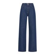 Hoge taille wijde pijp denim broek MVP wardrobe , Blue , Dames