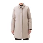 Beige Dons Gevoerde Hooded Trenchcoat Woolrich , Brown , Dames