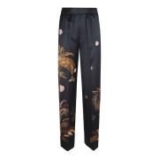 Satijnen broek met heilig bos Forte Forte , Multicolor , Dames