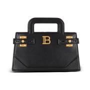 Kleine B-Buzz Top Handle tas in kalfsleer Balmain , Black , Dames