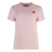 Bloemenpatch Katoenen Crew-neck T-shirt Kenzo , Pink , Dames