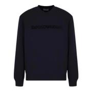 Navy Sweatshirt met Tone-on-Tone Logo Emporio Armani , Blue , Heren