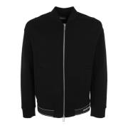 Blauwe Zip Sweater met Voorlogo Emporio Armani , Black , Heren