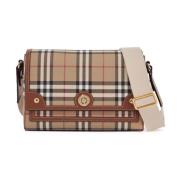 Schoudertas met ruitpatroon en leren afwerking Burberry , Beige , Dame...