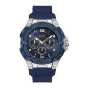 W1254G1 Roestvrijstalen Blauw Quartz Horloge Guess , Blue , Heren