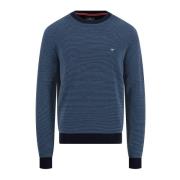 3-Tone O-Neck Sweater Fynch-Hatton , Blue , Heren