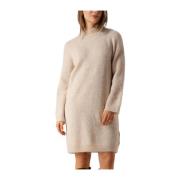 Beige High Neck Gebreide Jurk Selected Femme , Beige , Dames