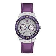 Paarse Quartz Multifunctioneel Stalen Horloge Guess , Purple , Dames