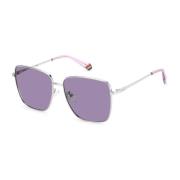 Violet Lens Metalen Zonnebril Vrouwen Polaroid , Gray , Dames