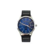 Zwarte leren horloge Quartz analoog roestvrij staal Timberland , Black...