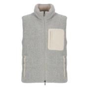 Grijze Wol Mouwloze Hoge Hals Vest Peserico , Gray , Heren