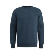 Terry Sweatshirt Regular Fit Cast Iron , Blue , Heren