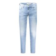 Blauw Gewassen Logo Skinny Jeans Guess , Blue , Heren