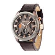 Analoge Leren Band Horloge Roestvrij Staal Police , Brown , Heren