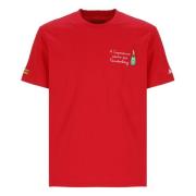 Rode Katoenen T-shirt met Ronde Hals Saint Barth , Red , Heren