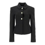 Slanke Silhouet Technische Twill Blazer Ganni , Black , Dames