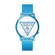 Blauw Siliconen Analoog Horloge Guess , Blue , Heren