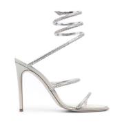 Grijze Satijnen Stiletto Sandalen met Strass René Caovilla , Gray , Da...