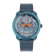 Blauw Leren Band Kwarts Horloge Police , Blue , Heren