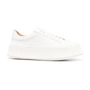 Witte Leren Sneakers voor Vrouwen Jil Sander , White , Dames