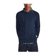 Navy Gebreide Trui met Ribdetails Pepe Jeans , Blue , Heren