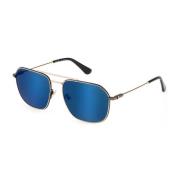 Gouden Metalen Zonnebril Spiegel Blauw Police , Gray , Heren