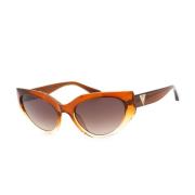 Bruine Plastic Zonnebril met Bruine Wijzerplaat Guess , Brown , Dames