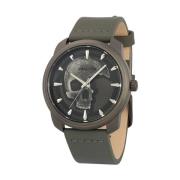 Groene Leren Quartz Analoog Horloge Police , Green , Heren