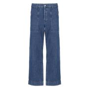 Blauwe Katoenen Jeans met Zakken Maison Kitsuné , Blue , Heren