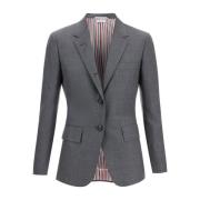 Slim Fit Wollen Twill Jas Thom Browne , Gray , Dames